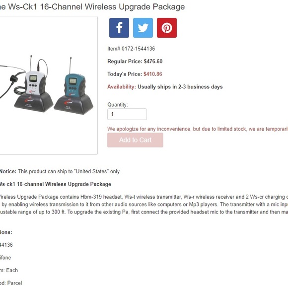 Califone WS-CK1 16-Channel Wireless Upgrade Package - Picture 6 of 7